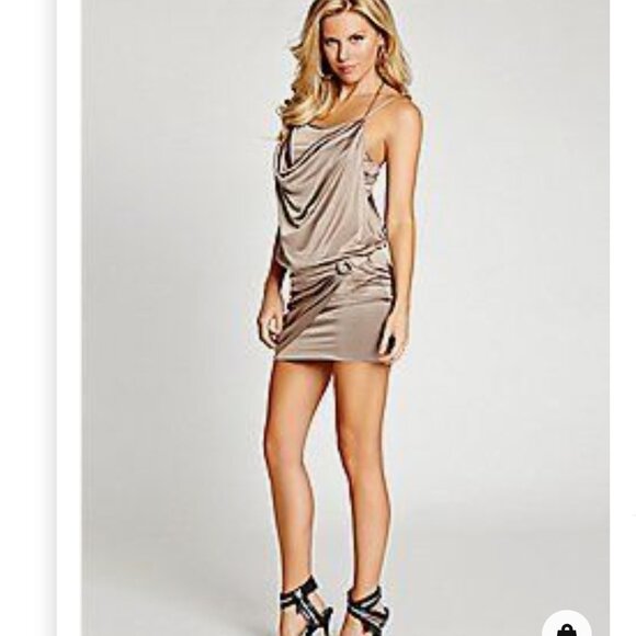 Guess Šaty Sleeveless Strappy T-Back Brown Dress - Picture 1 of 9